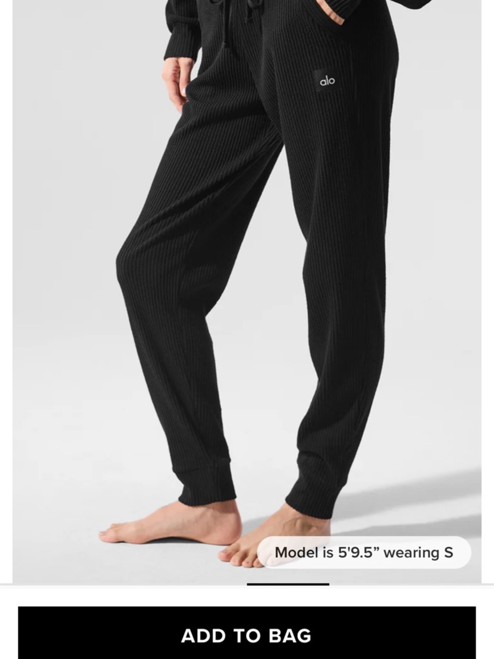 ALO Yoga Gray Ribbed Women's Jogger Pants - Picture 6 of 8